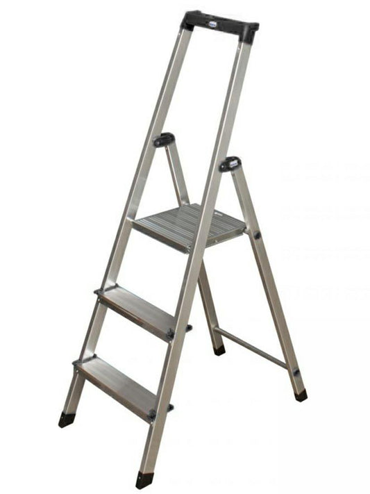 Krause 126214 - Escalera de tijera de aluminio Solidy, 3 peldaños, altura de trabajo 2,65 m