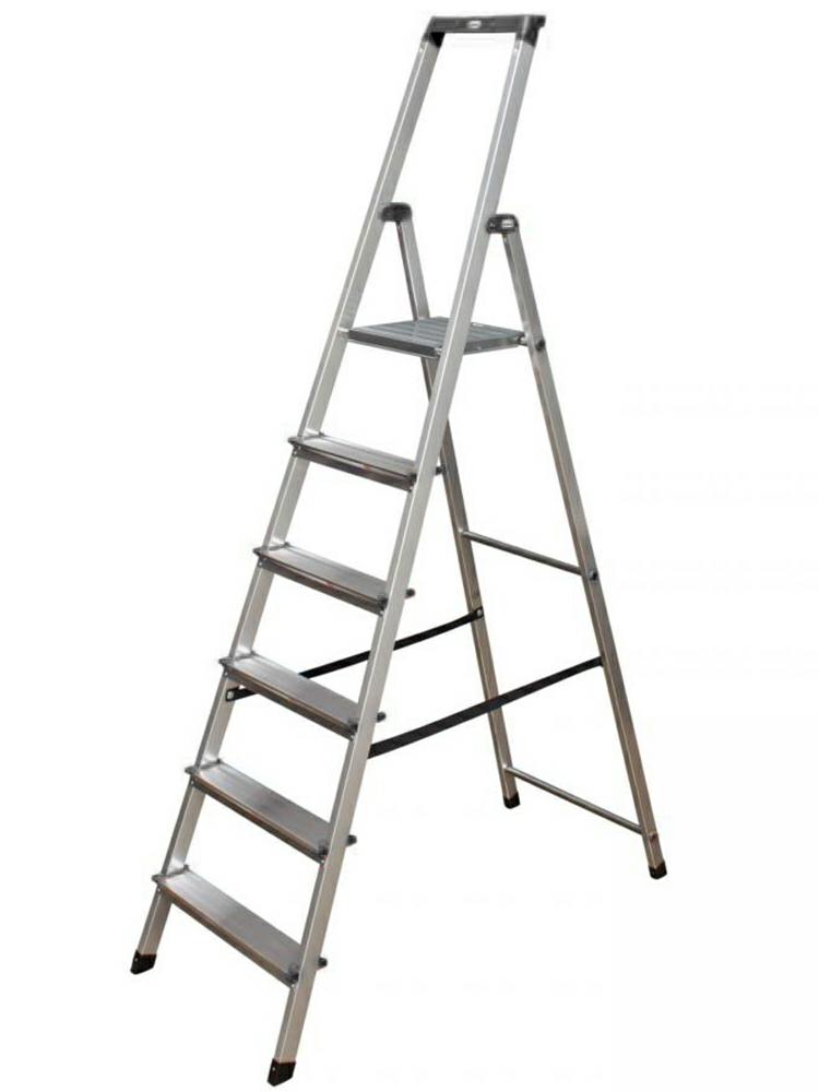 Krause 126245 - Escalera de tijera de aluminio Solidy, 6 peldaños, altura de trabajo 3,25 m