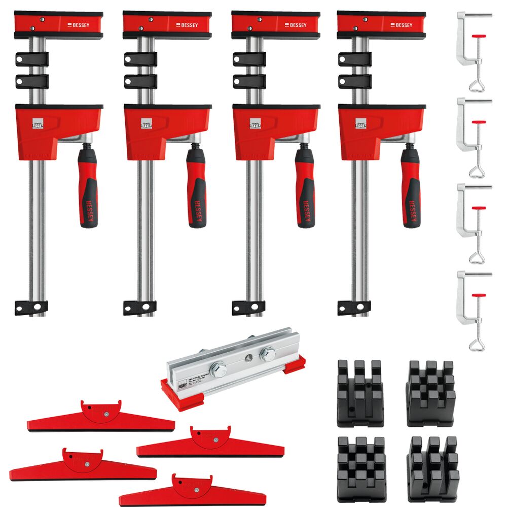 Bessey KRESETA - Juego de 4 sargentos Bessey KRE100-2K con accesorios - Ferrotecnia
