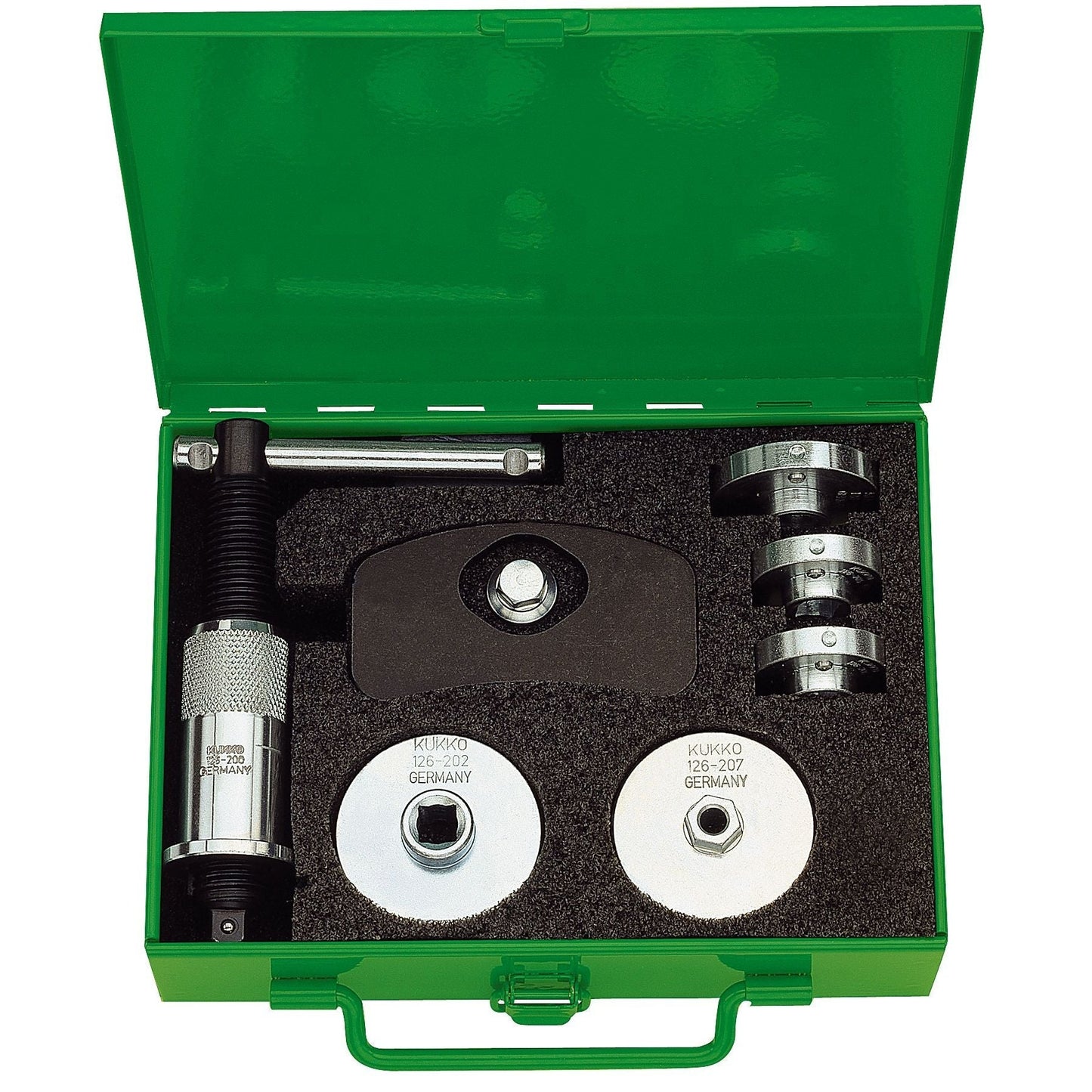 Kukko 126-30 - Juego de herramientas para reposición de pistones de frenos de disco (10 piezas, con 7 adaptadores)