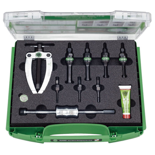 Kukko Sets for removing inner bearings from narrow spaces with bridge and slide hammer