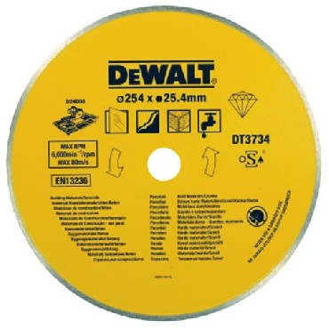 DeWalt DT3734-XJ - Disco de diamante para corte en húmedo de azulejo, porcelana y piedras, 250 x 25,4 mm