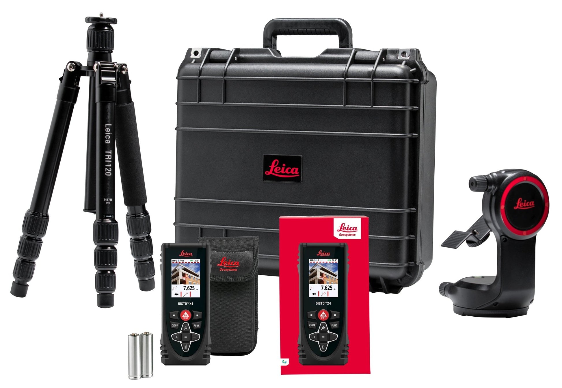 Leica Geosystems 887891 - Medidor láser X4 - 1 + Trípode profesional de aluminio + Soporte giratorio - Ferrotecnia