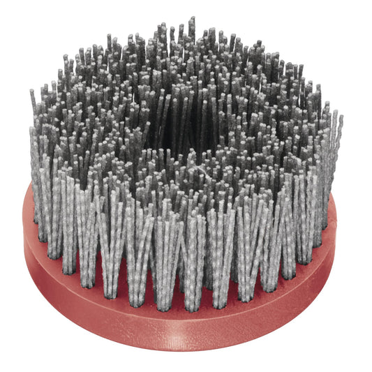 LessMann 405844 - Disc brush plastic body PP dia 130 mm 4 rows abrasive nylon SIC K 60 / 1.50 mm high 50 mm thread M 14 RPM 2500 body - dia 130 x 20 mm