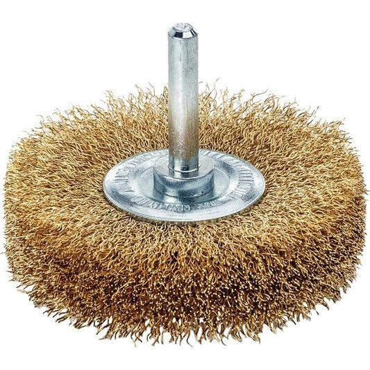 LessMann 414542 - Wheel brushes with 6 mm shank dia 40 x 7 mm brass wire MES crimped 0.20 mm