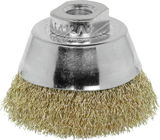 LessMann 421767 - Cepillo taza LessMann 65 mm./M14x2,0 mm. alambre de acero latonado ondulado STM 0,30 - Ferrotecnia