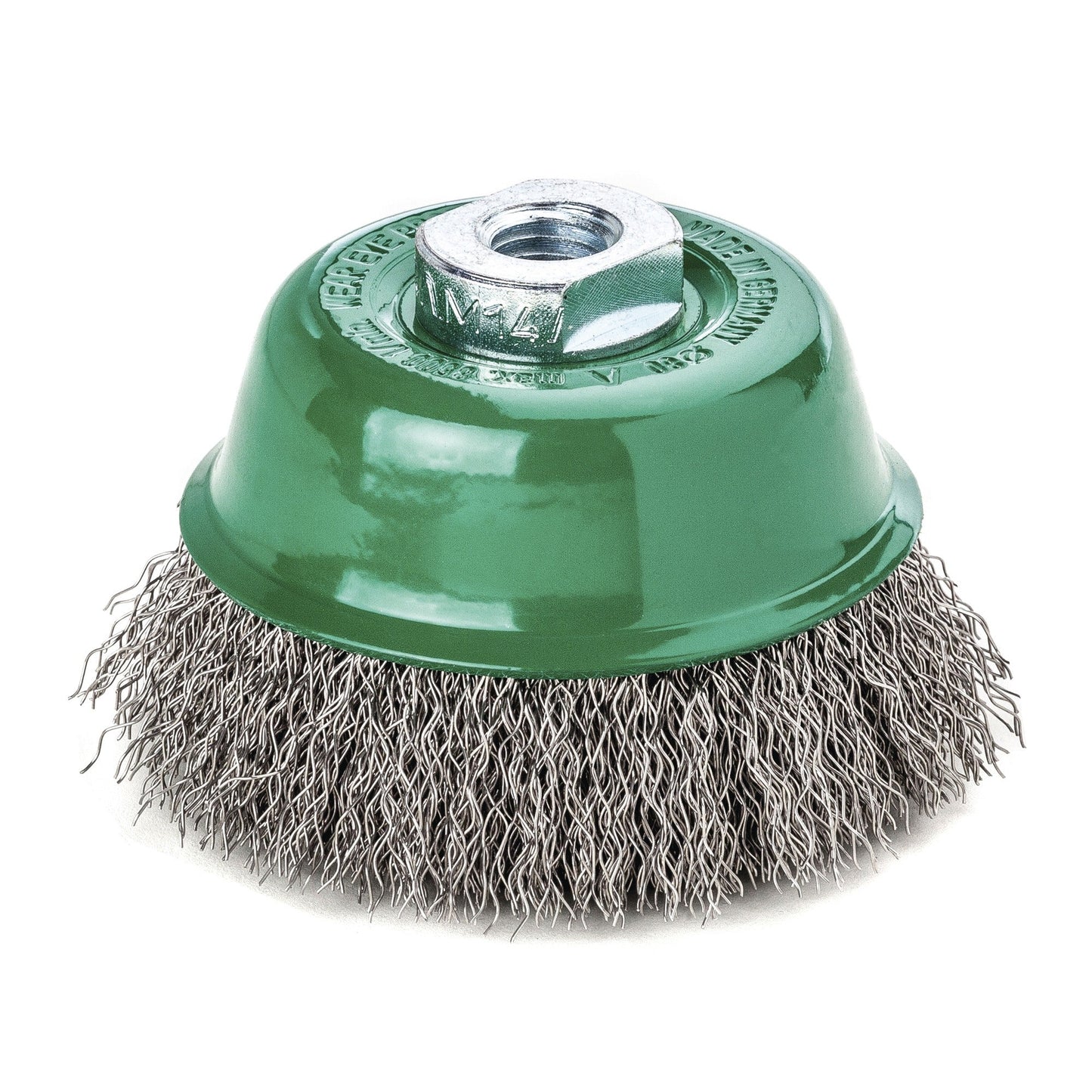 LessMann 424367 - Cepillo taza LessMann 80 mm./M14x2,0 mm. alambre de acero inoxidable ondulado ROH 0,30 - Ferrotecnia