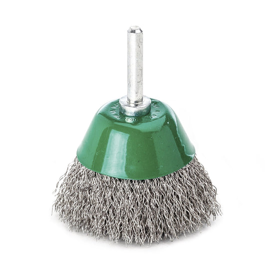 LessMann 434362 - Cepillo taza con espiga LessMann 40 mm. alambre de acero inoxidable ondulado ROF 0,30 - Ferrotecnia