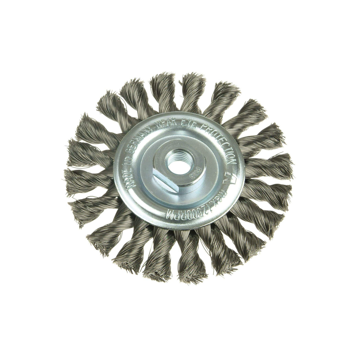 LessMann 471217 - Knot wheel brushes dia 100 x 12 mm 18 Z steel wire STH straight 0.50 mm thread M 14