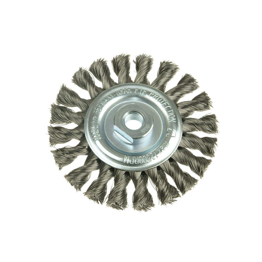 LessMann 471217 - Knot wheel brushes dia 100 x 12 mm 18 Z steel wire STH straight 0.50 mm thread M 14