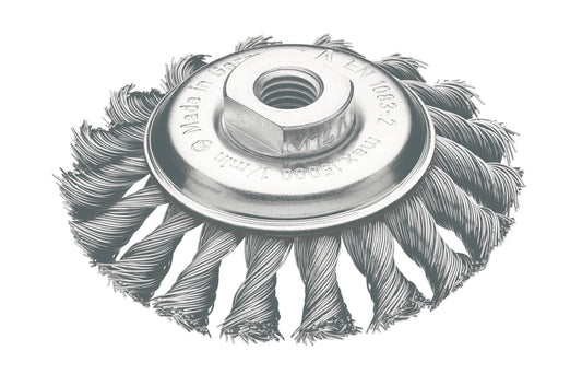 LessMann 472257 - Cepillo cónico LessMann 115x12 mm./M14x2,0 mm. alambre de acero trenzado STH 0,30 - Ferrotecnia