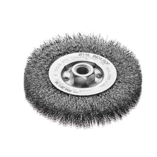 LessMann 30436114 - Cepillo circular LessMann 115x12 mm./M14x2,0 mm. alambre de acero inoxidable ondulado ROF 0,30