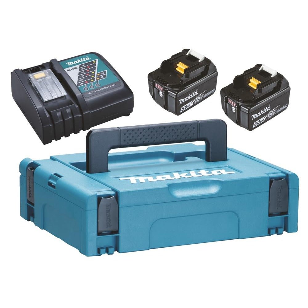 Makita 197624-2 - Kit de baterías 18V LXT 2x5,0 Ah (BL1850B) con cargador DC18RC y maletín Makpac - Ferrotecnia