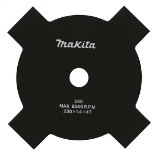 Makita 729023-6 - Cuchilla trituradora de desbrozadora de 4 dientes, 255 x 25,4 mm