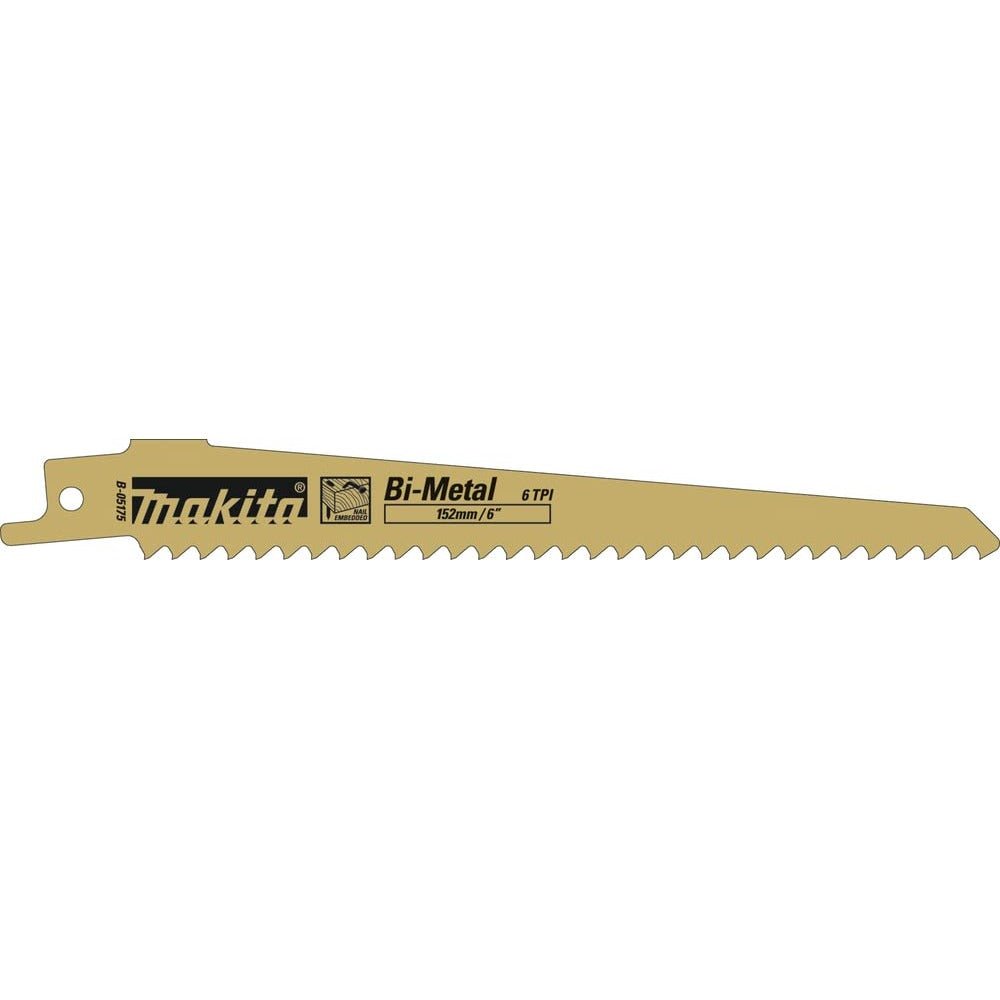 Makita B-05175 - B-05157 Hoja Sierra Recta 152x1.25mm • 6TPI • BiM • Madera Clavada (Lote de 5 uds) - Ferrotecnia