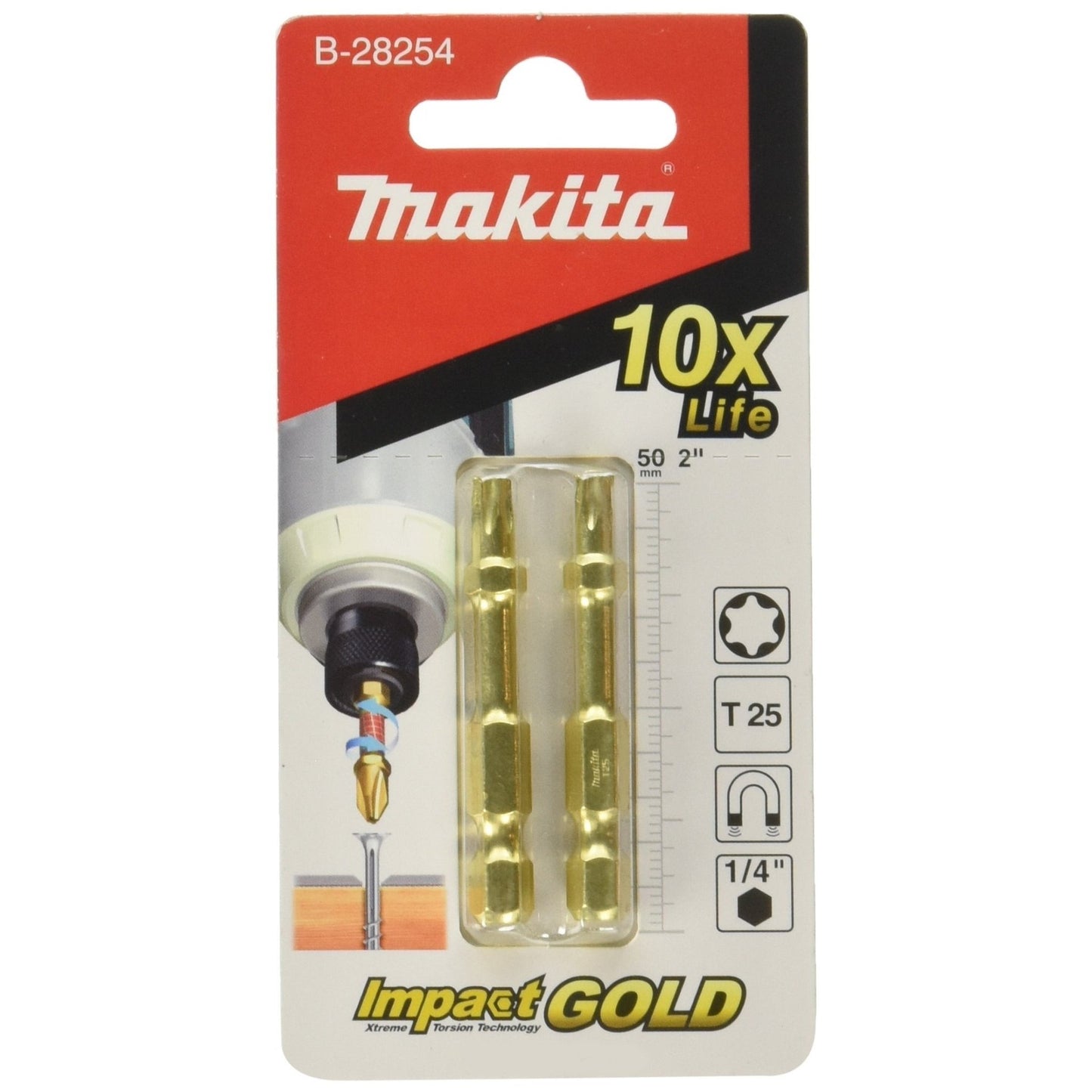 Makita B-28254 - Puntas de atornillar de torsión T25 de 50 mm (Lote de 2 uds) - Ferrotecnia