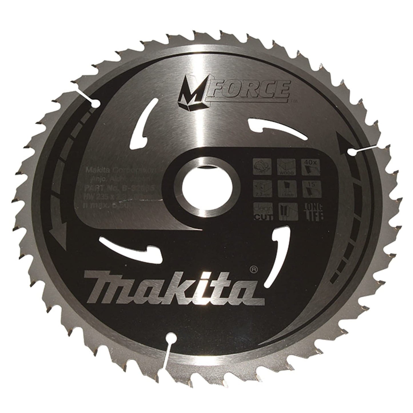 Makita B-32085 - Disco de sierra circular M-Force 235 x 30 mm, 40 dientes, para madera - Ferrotecnia
