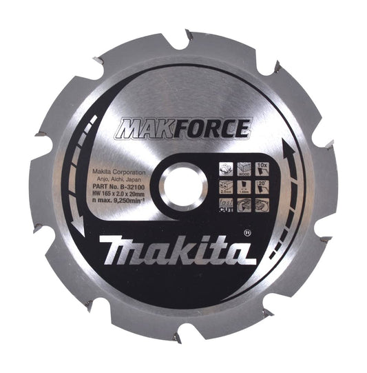 Makita B-32100 - Hoja de Sierra Circular Makforce TCT 165x20mm 10T Madera