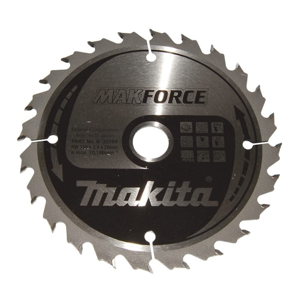 Makita B-32194 - Hoja de Sierra Circular Makforce TCT 150x20mm 24T Madera - Ferrotecnia