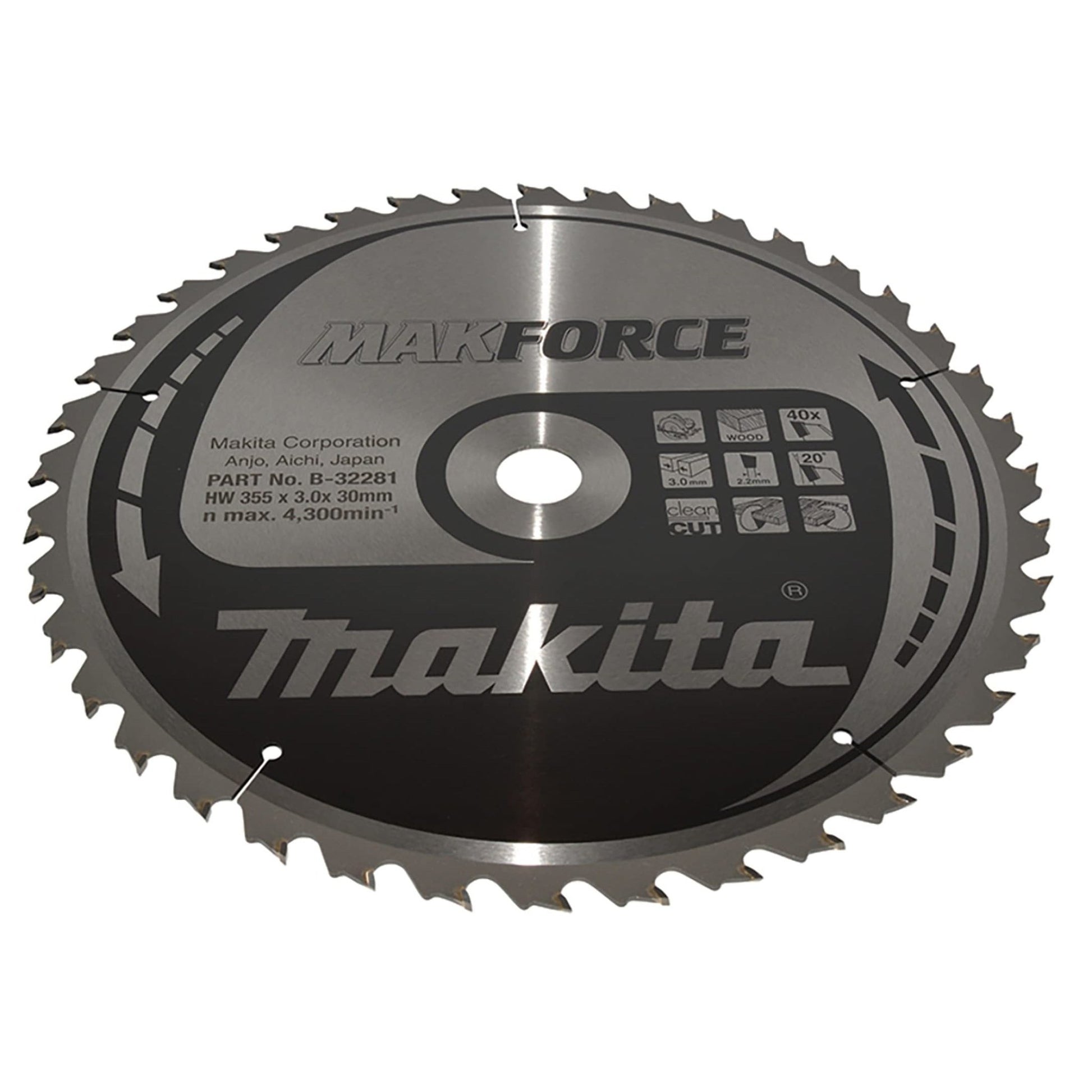 Makita B-32281 - makforce hoja de sierra, 355 x 30 mm, 40Z - Ferrotecnia
