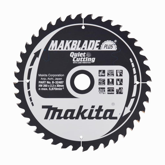Makita B-32487 - Hoja de Sierra Circular TCT 260x30mm 40T Madera