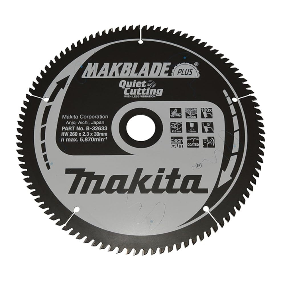 Makita B-32633 - Hoja de Sierra Circular TCT 260x30mm 100T Madera - Ferrotecnia