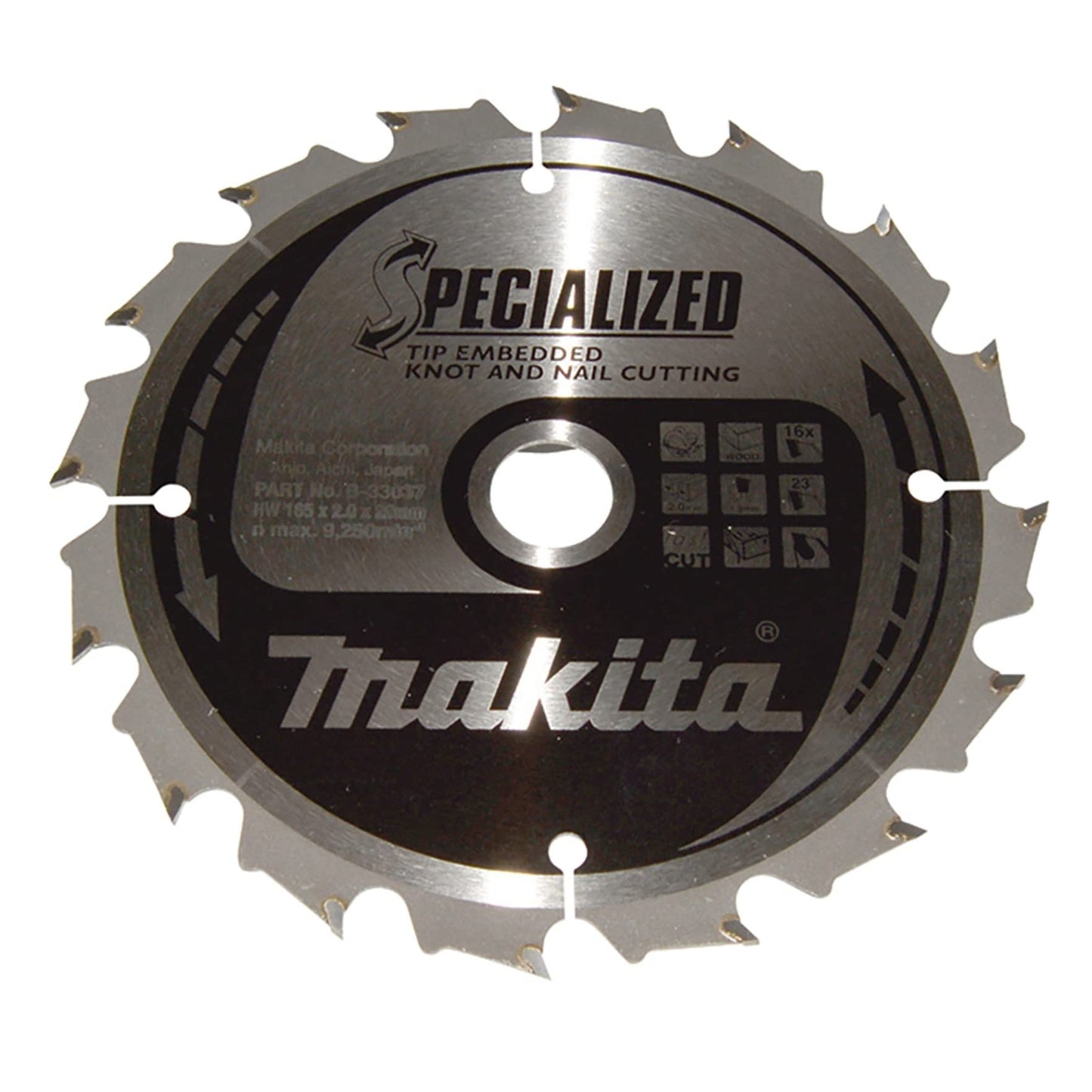 Makita B-33037 - Hoja de sierra especializada, 165 x 20 mm, 16z - Ferrotecnia