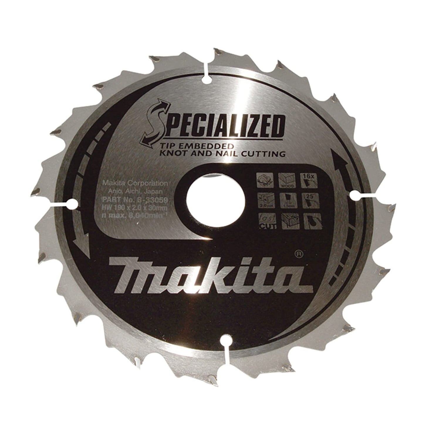 Makita B-33059 - Hoja de sierra especializada, 190 x 30 mm, 16z - Ferrotecnia
