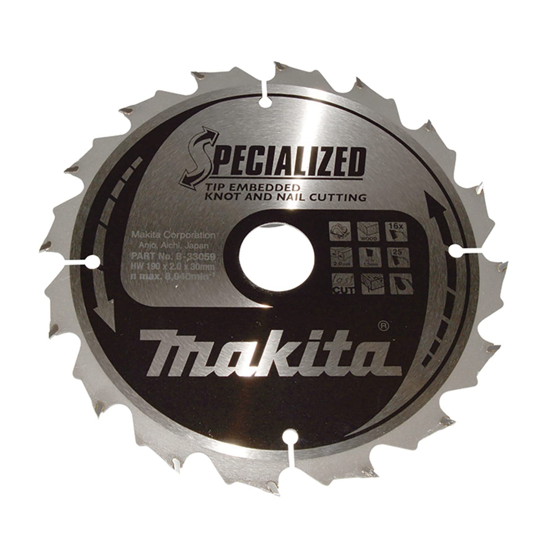 Makita B-33059 - Hoja de sierra especializada, 190 x 30 mm, 16z - Ferrotecnia