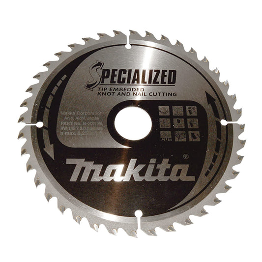 Makita B-33174 - Hoja de sierra especializada, 185 x 30 mm, 40 z - Ferrotecnia