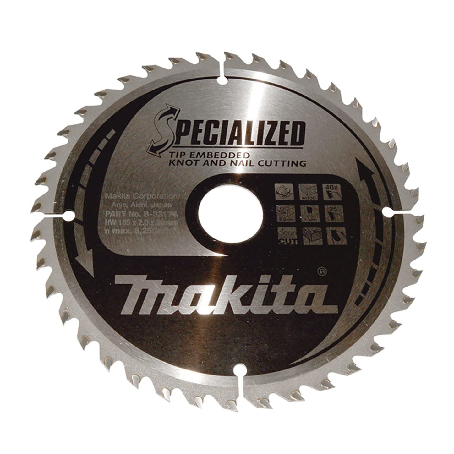 Makita B-33174 - Hoja de sierra especializada, 185 x 30 mm, 40 z