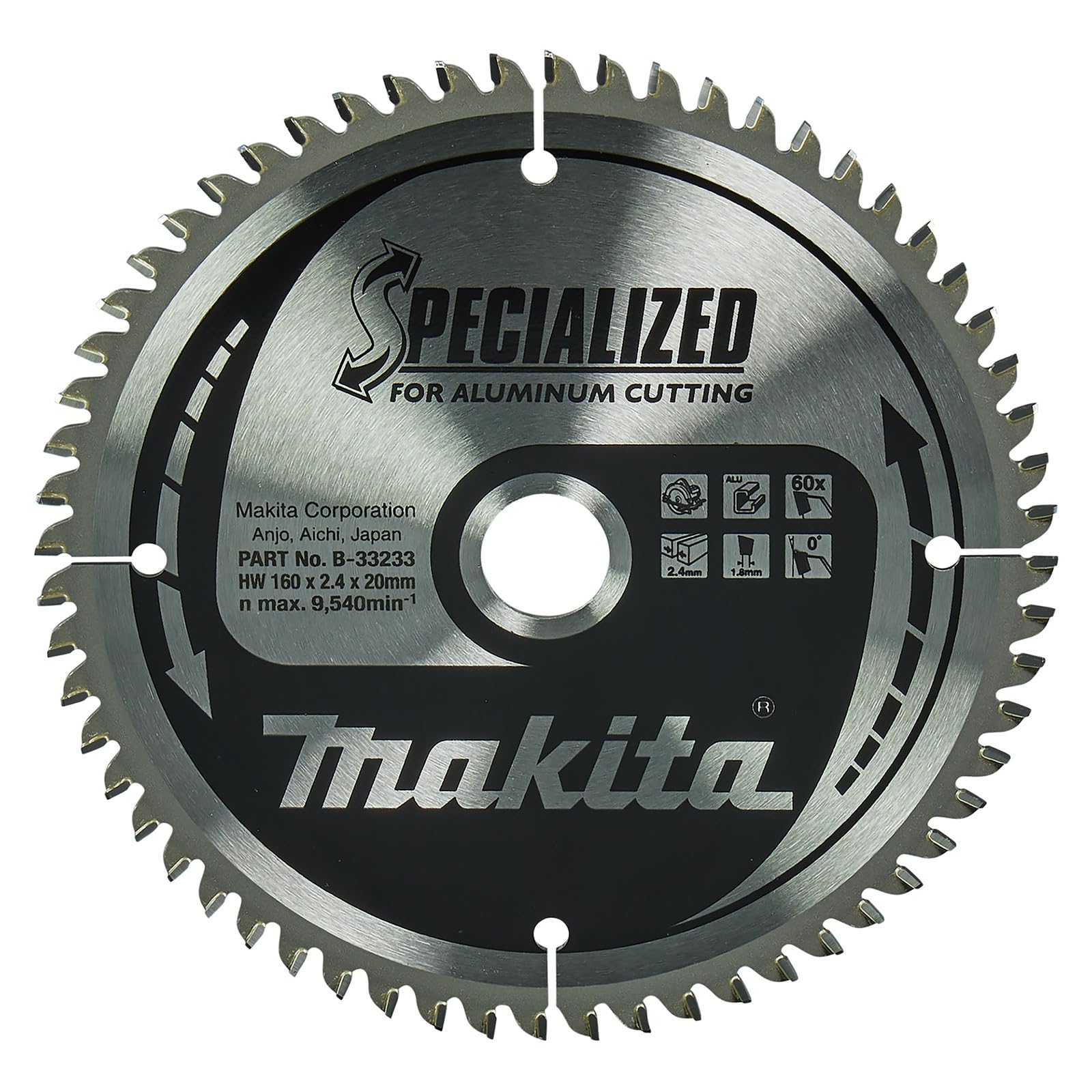 Makita B-33233 - Disco de sierra circular Specialized 160 x 20 mm, 60 dientes, para aluminio