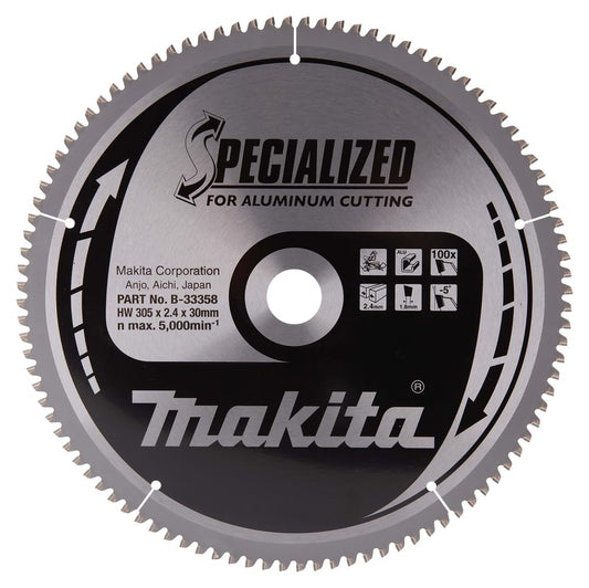 Makita B-33358 - Disco de sierra circular Specialized 305 x 30 mm, 100 dientes, para aluminio