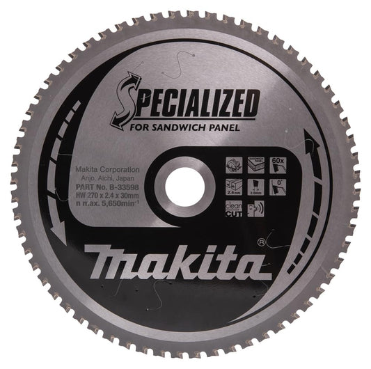 Makita B-33598 - Hoja de sierra especializada 270 x 30 mm, 60 z