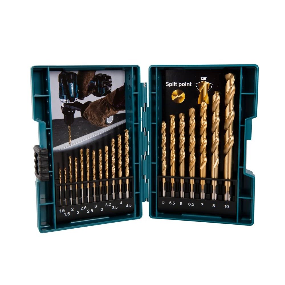 Makita B-67795 - Juego de brocas en espiral para metal (1,5 mm, 2,0 mm, 2,5 mm, 3,0 mm, 3,2 mm, 3,5 mm, 4,0 mm, 4,5 mm, 5,0 mm, 5,5 mm) (Lote de 19 uds) - Ferrotecnia