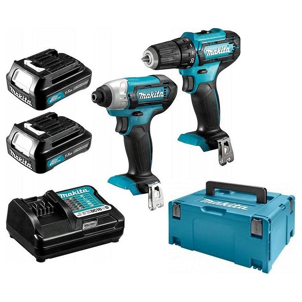 Makita CLX224SAJ - Juego de herramientas (12 V, iones de litio, llave de impacto + taladro atornillador)
