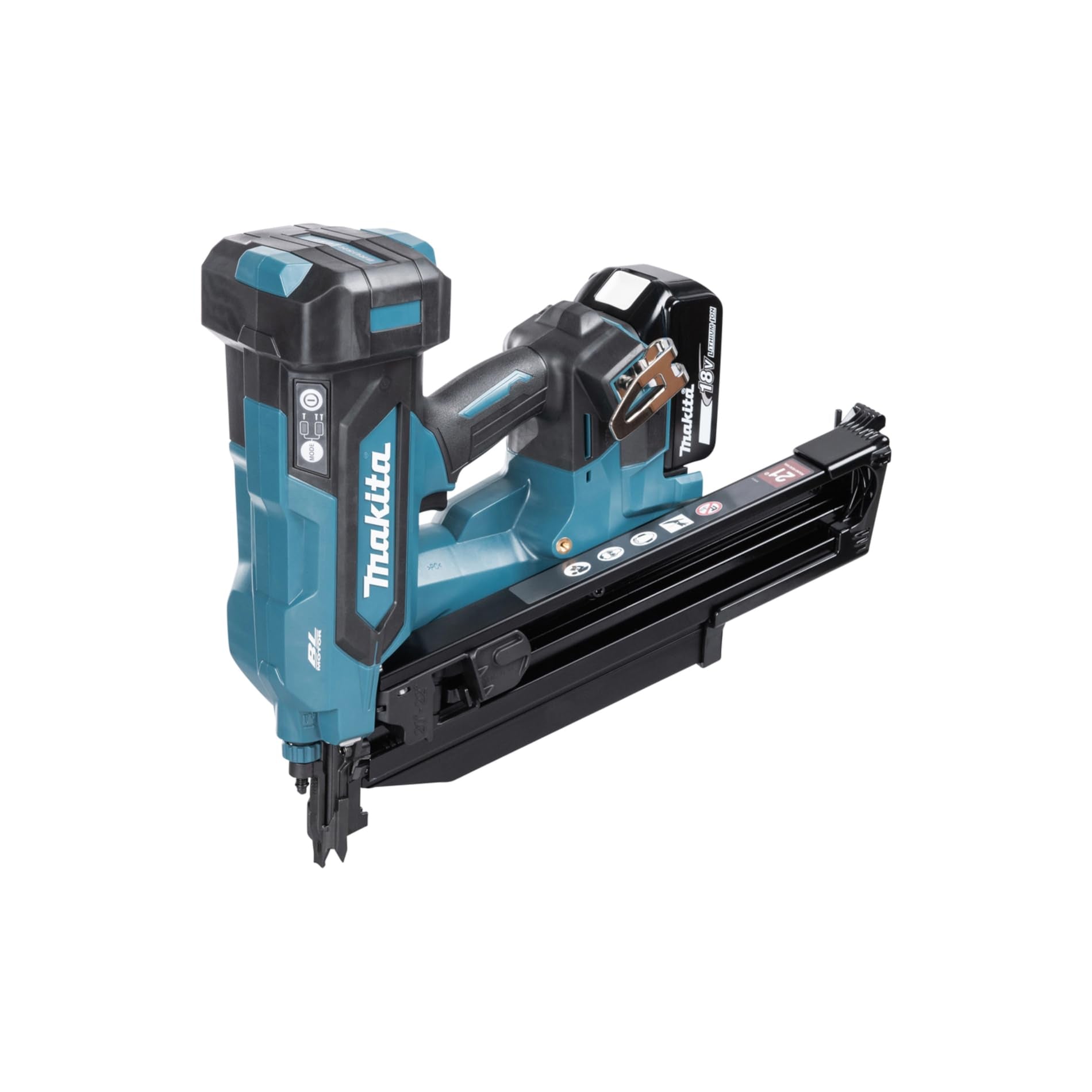 Makita DBN901RTE - 18V Li-ion LXT - Clavadora de marco sin escobillas completa con 2 baterías de 5.0 Ah y cargador incluido en una funda de transporte