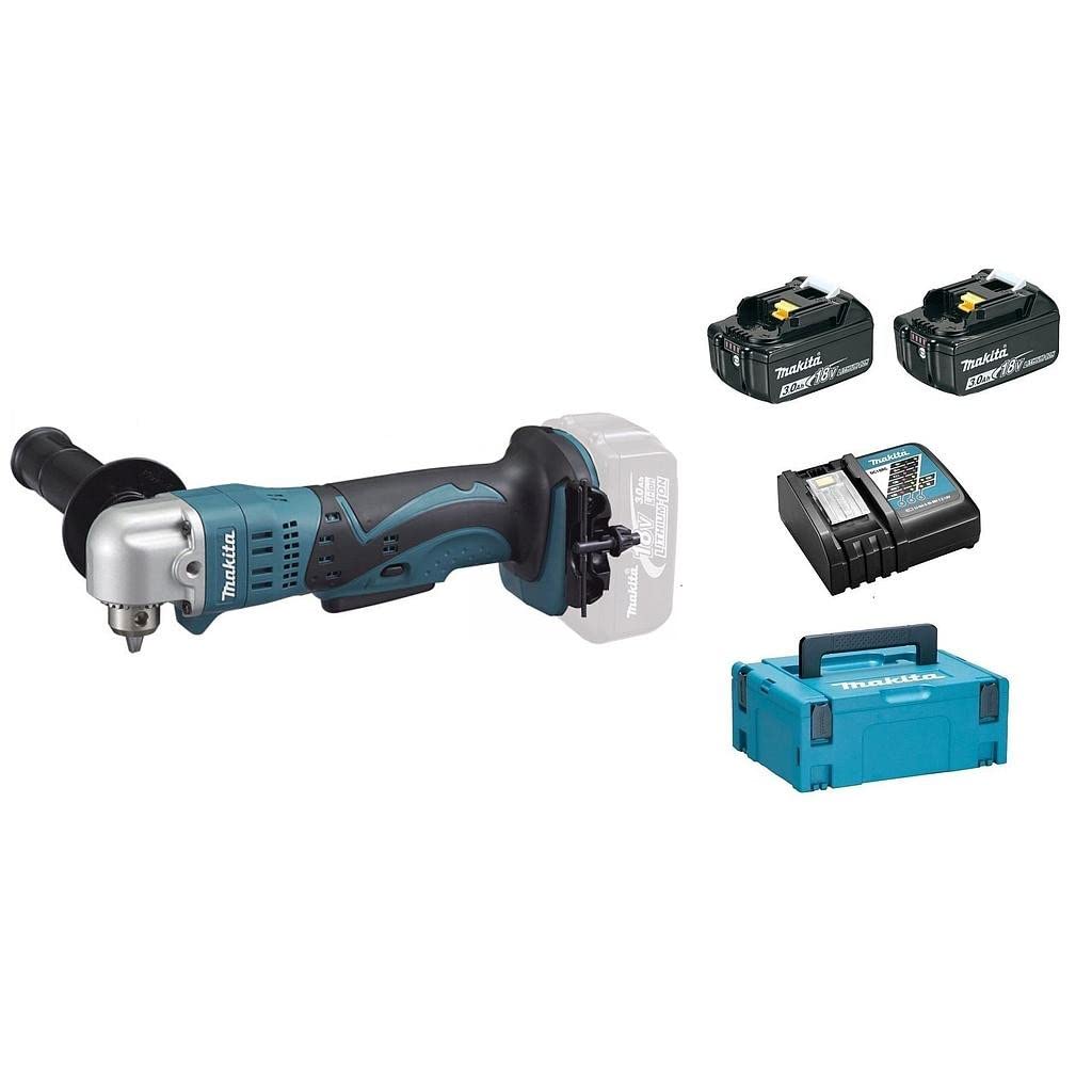 Makita DDA350RFJ - Taladro angular 18V LXT con portabrocas de llave, 2x3,0 Ah