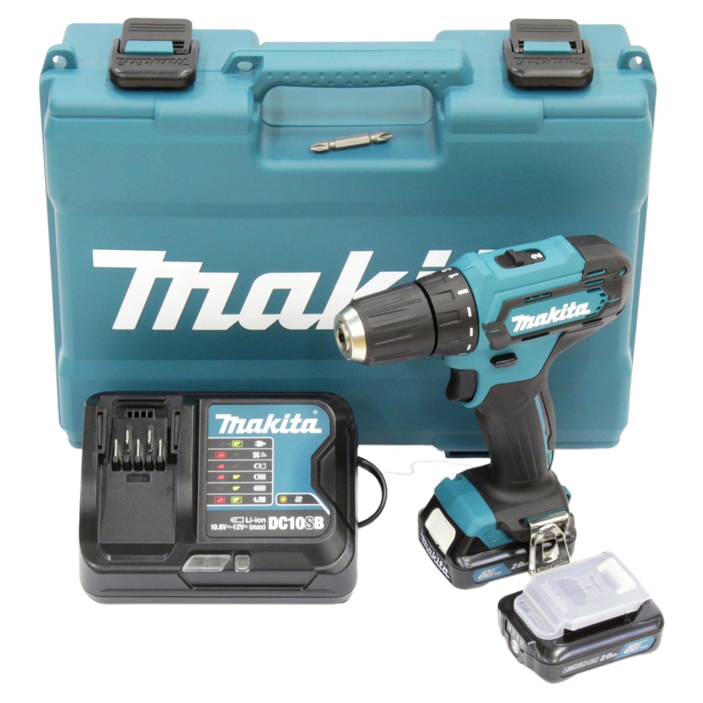 Makita DF333DSAE - Taladro inalámbrico de 12 V como máximo/2,0 Ah, 2 baterías+cargador en funda de transporte