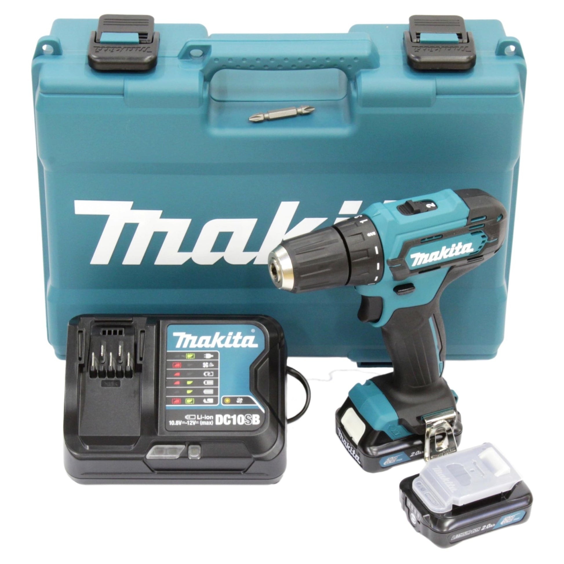 Makita DF333DSAE - Taladro inalámbrico de 12 V como máximo/2,0 Ah, 2 baterías+cargador en funda de transporte