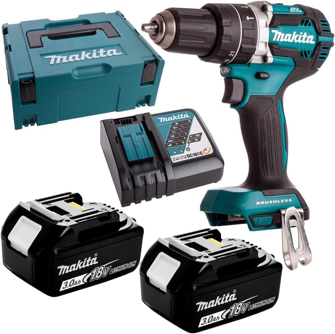 Makita DHP484RFJ - Taladro percutor inalámbrico 18 V 3 Ah