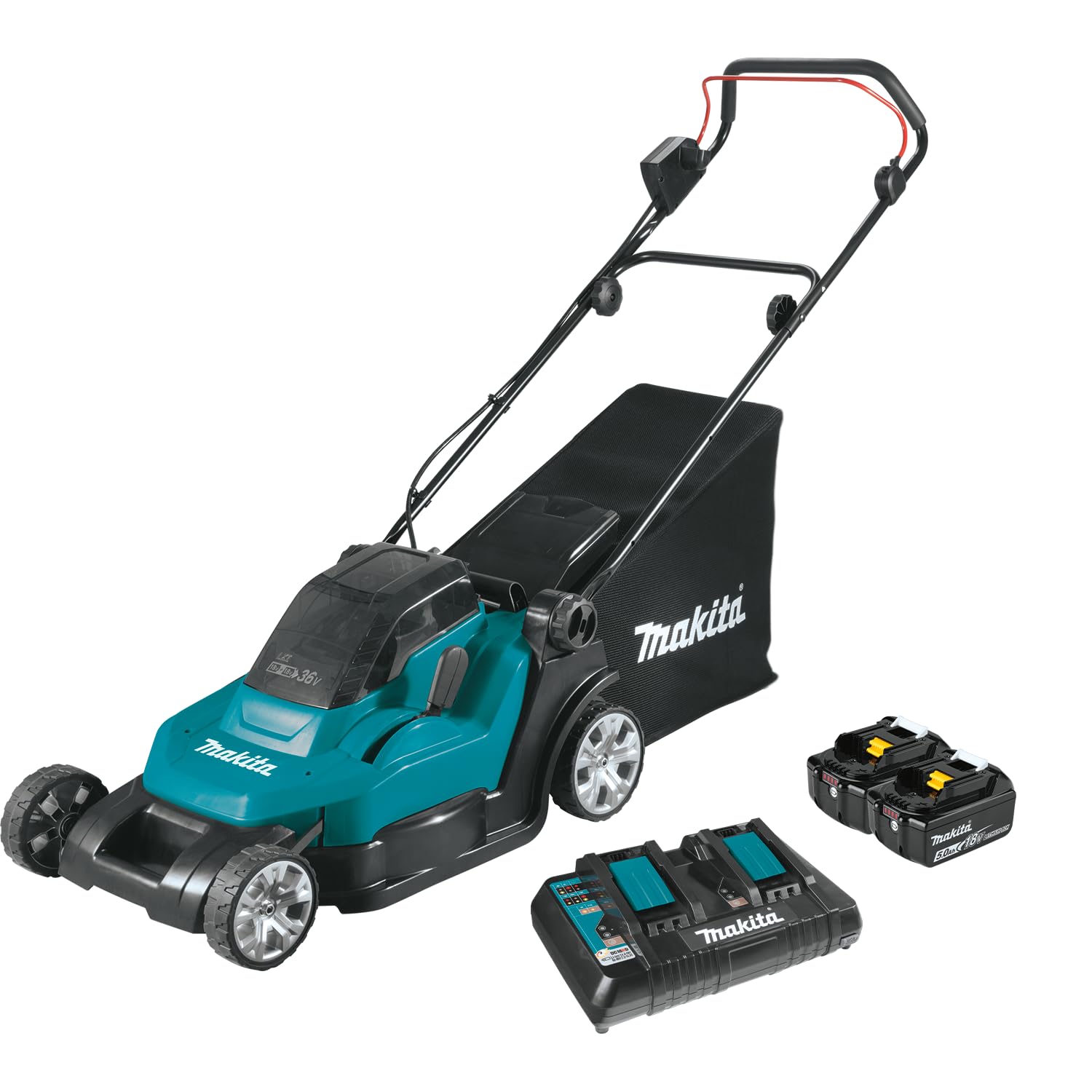 Makita DLM432PT2 - Cortacésped 36 V LXT (2 x 5,0 Ah) 43 cm con DC18RD