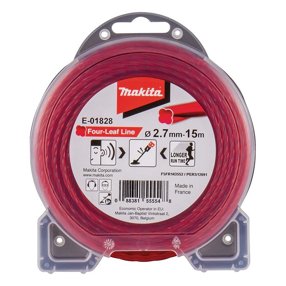 Makita E-01828 - Desbrozadora alambre hoja trébol roja Cortadora hilo 2,7 mm 15 m - Ferrotecnia