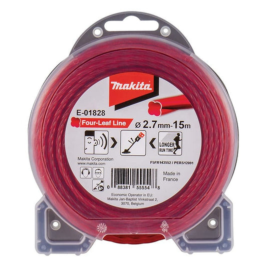 Makita E-01828 - Desbrozadora alambre hoja trébol roja Cortadora hilo 2,7 mm 15 m - Ferrotecnia