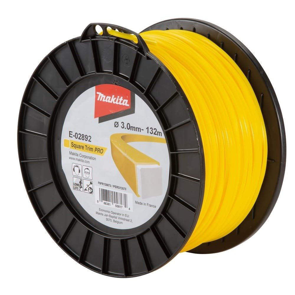 Makita E-02892 - Hilo de corte cuadrado (3,0 mm de diámetro, 132 m, color amarillo) - Ferrotecnia