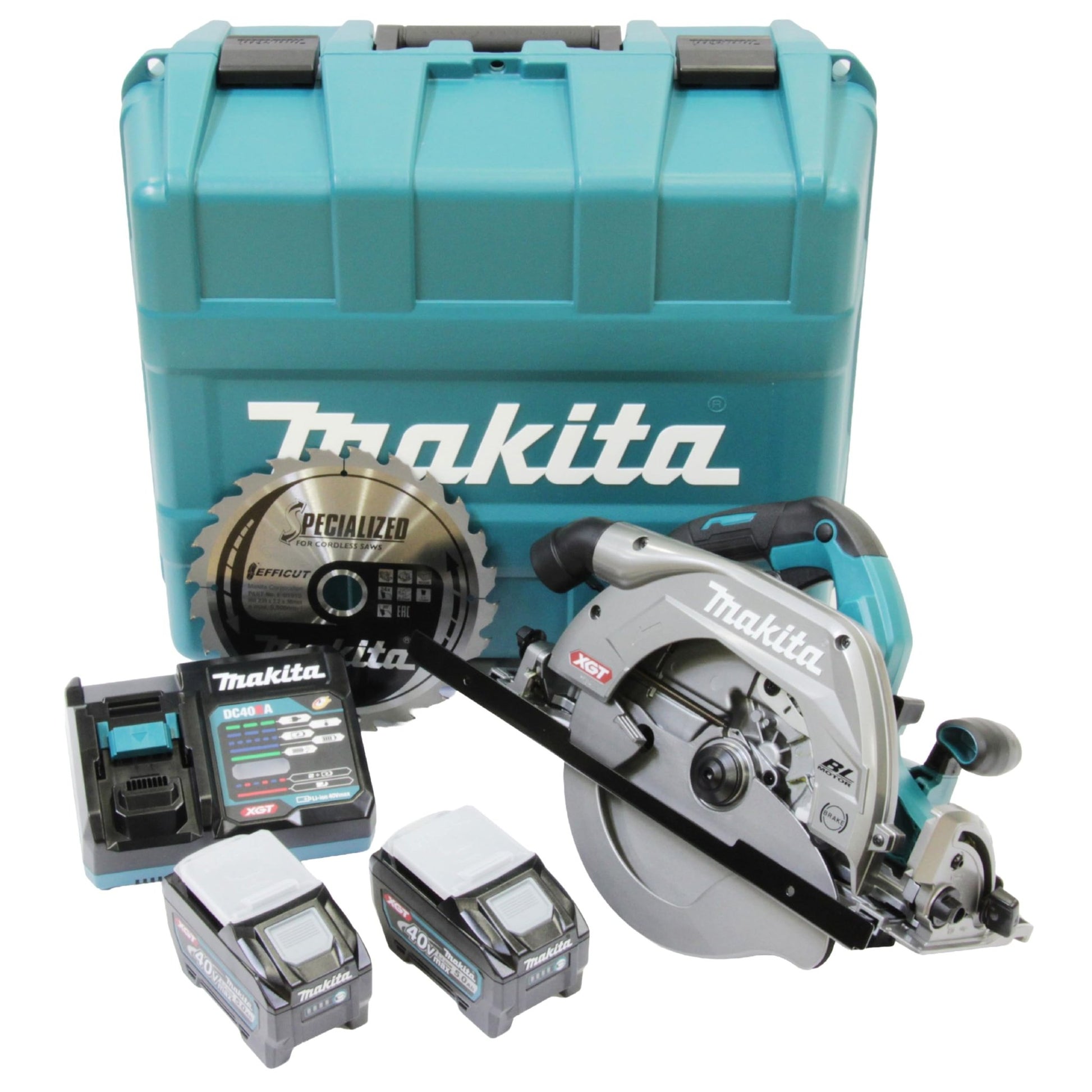 Makita HS009GT201 - Sierra circular de mano inalámbrica (40 V máx./5,0 Ah, 2 baterías + cargador)