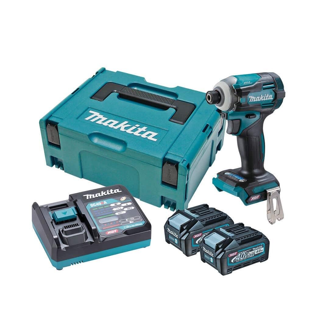 Makita TD001GM201 - Atornillador de impacto 40V XGT sin escobillas, 220 Nm, 2x4,0 Ah