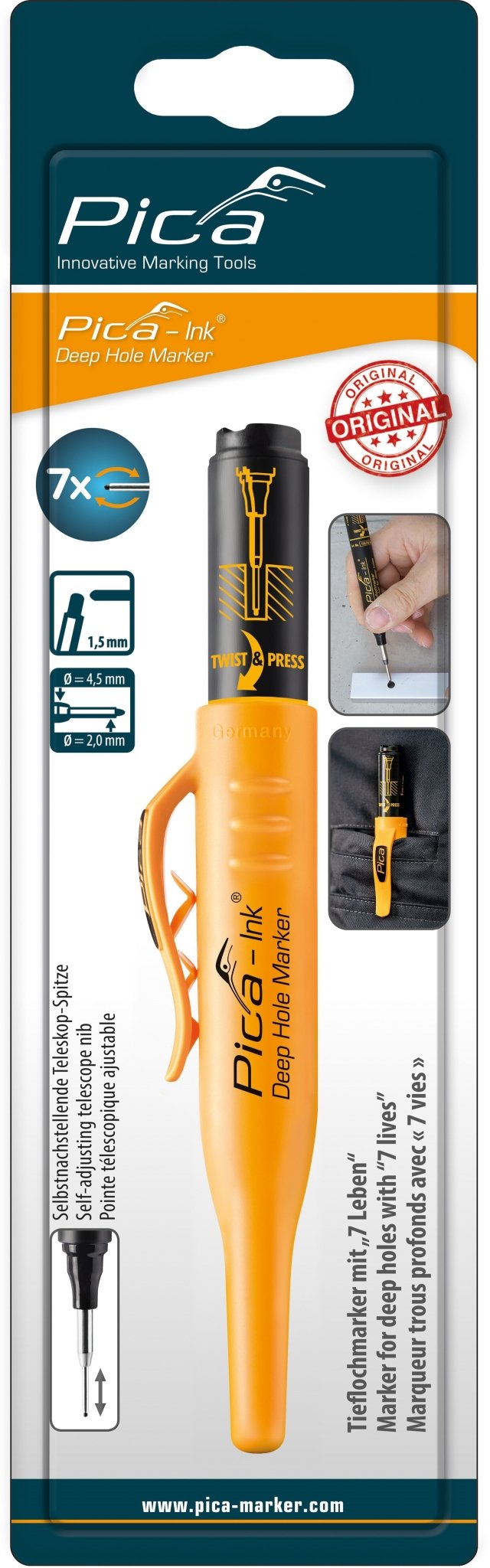 Marcador permanente de tinta para agujeros profundos Pica Ink - Ferrotecnia