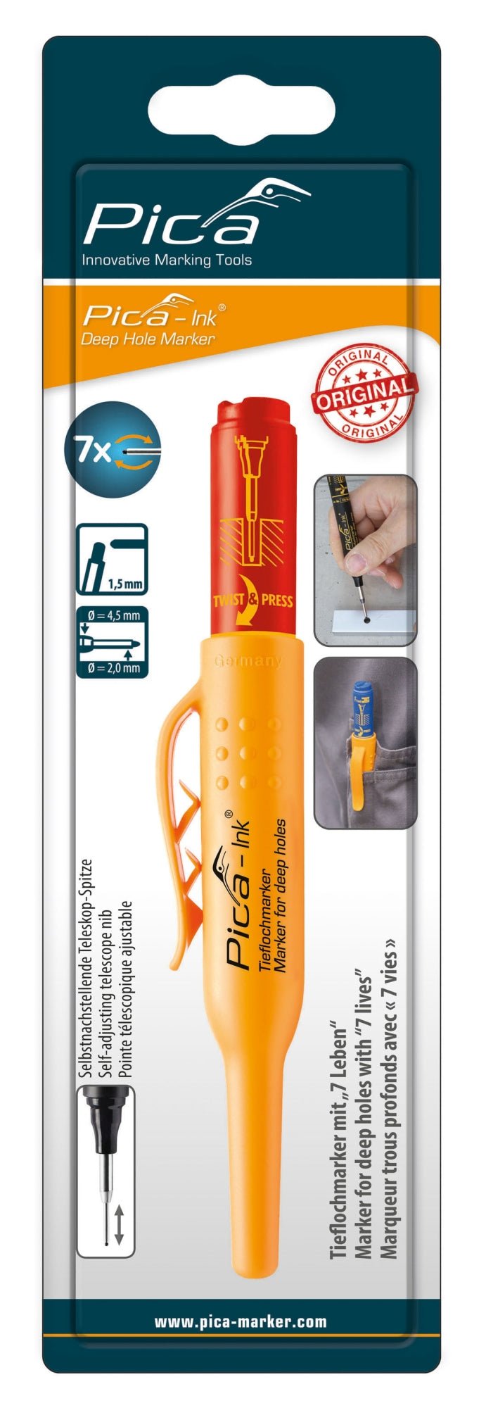 Marcador permanente de tinta para agujeros profundos Pica Ink - Ferrotecnia