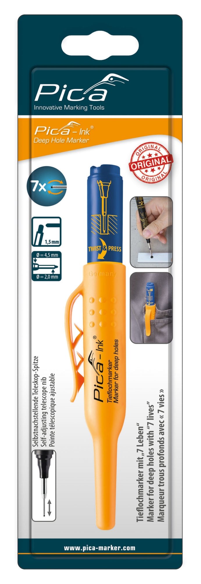 Marcador permanente de tinta para agujeros profundos Pica Ink - Ferrotecnia
